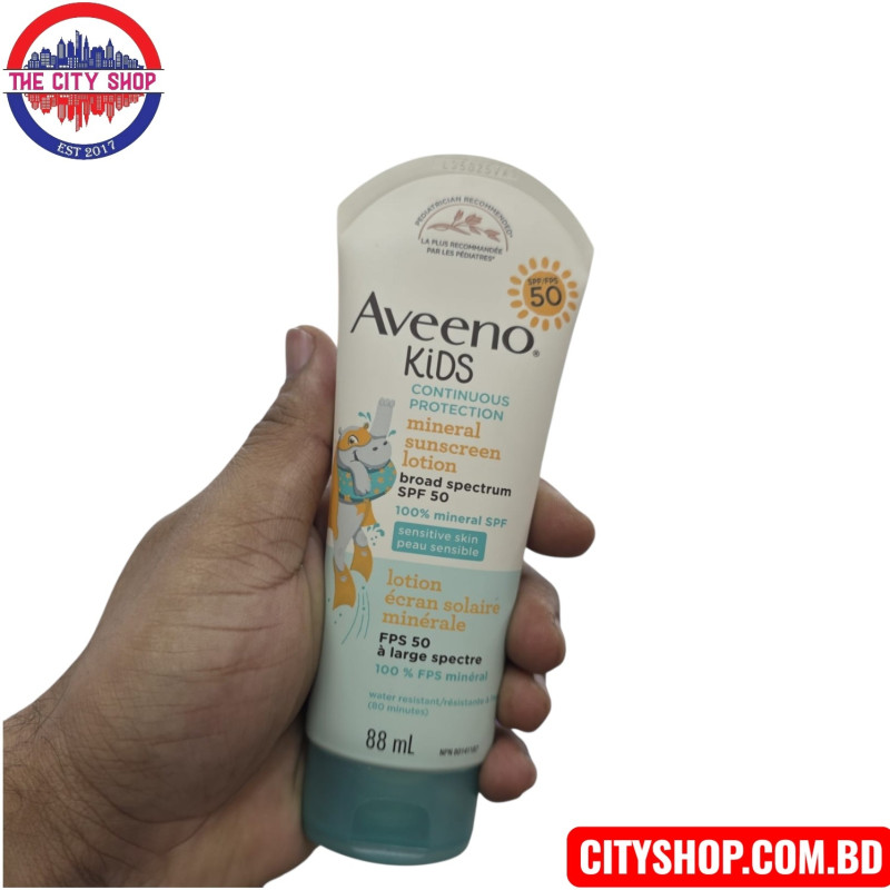 Aveeno Kids Continuous Protection Zinc Oxide Mineral Sunscreen Lotion SPF 50-88 mL